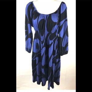 Michael Kors Blue Black Print Cotton Dress Medium